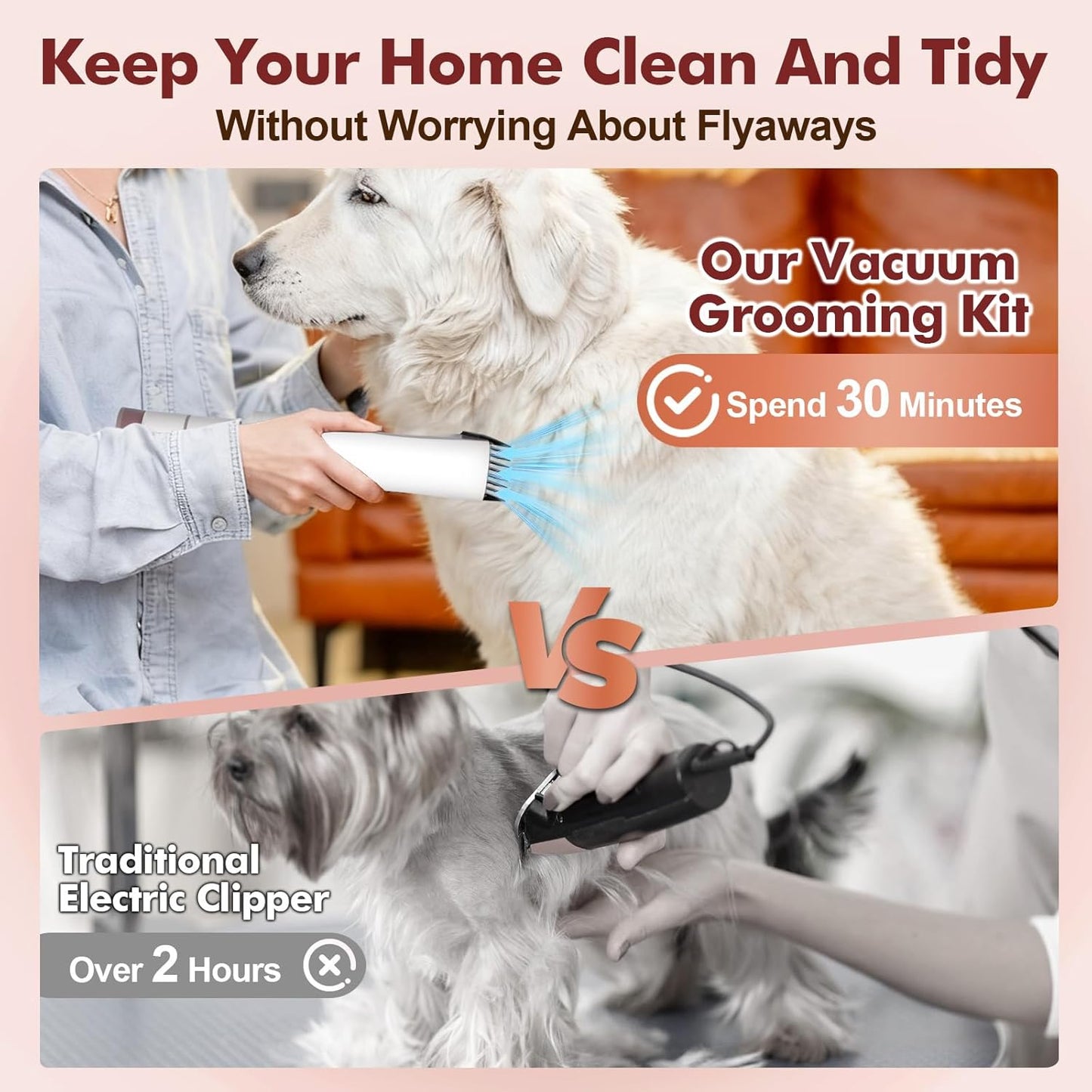 Ultimate Dog Grooming Kit: 3.2L Pet Grooming Vacuum with 12,000Pa Suction Power & 5 Essential Tools for Effortless Grooming