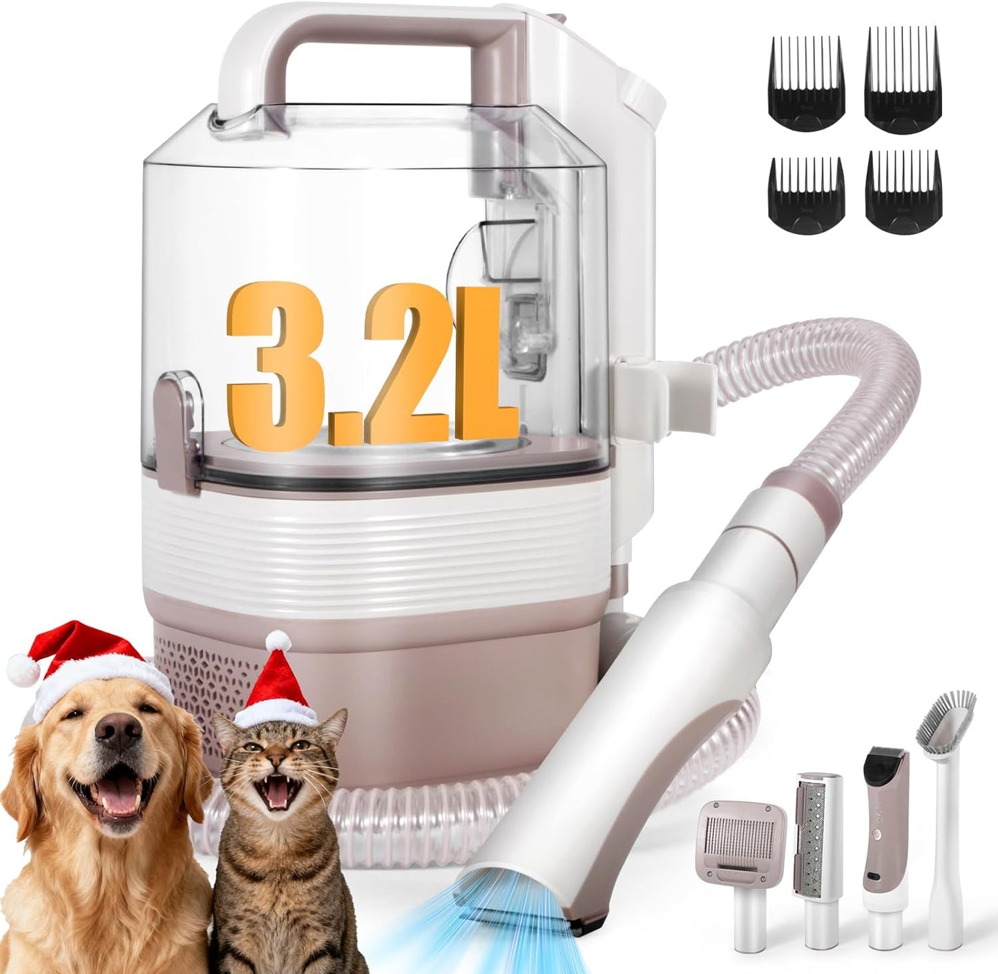 Ultimate Dog Grooming Kit: 3.2L Pet Grooming Vacuum with 12,000Pa Suction Power & 5 Essential Tools for Effortless Grooming
