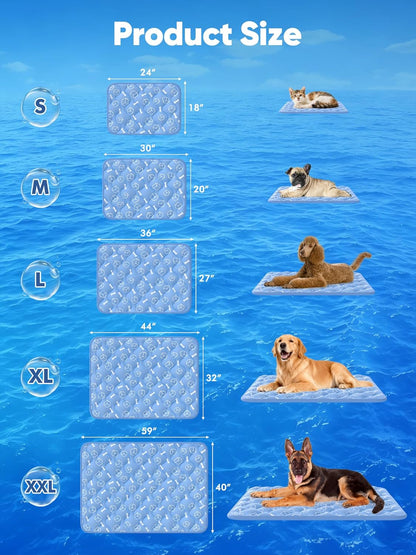 Dog Cooling Mat 2.0, Ocean Blue,24" X 18" Thick & Durable Cooling Ma for Dogs&Cats, Long-Lasting Cool with Waterproof & Color-Changing Arc-Chill Tech (Q-Max>0.5) Washable& Non-Toxic