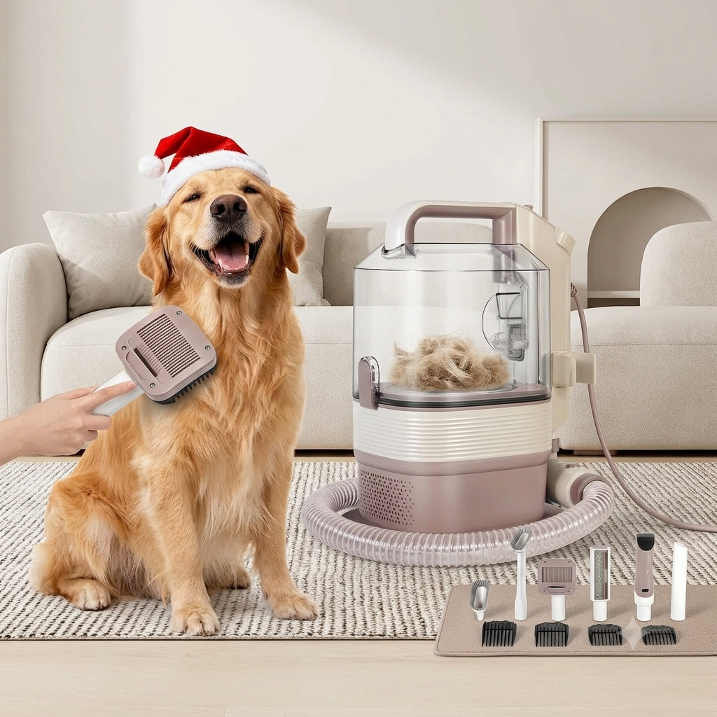 Ultimate Dog Grooming Kit: 3.2L Pet Grooming Vacuum with 12,000Pa Suction Power & 5 Essential Tools for Effortless Grooming