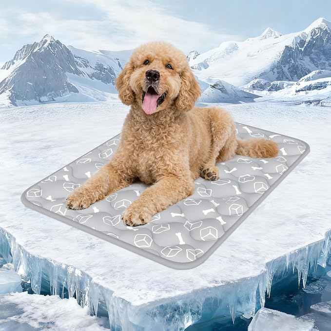 Ultimate Comfort for Your Pet: Premium Ocean Blue Cooling Mat with Color-Changing Technology (24" x 18") - Durable, Waterproof & Perfect for Hot Days