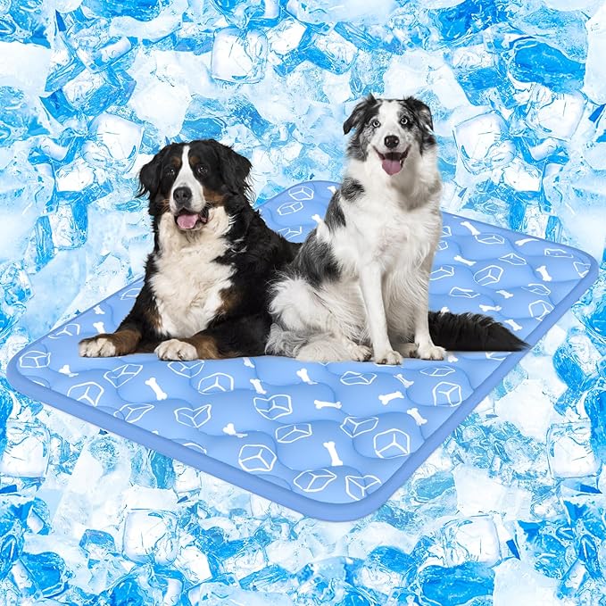Ultimate Comfort for Your Pet: Premium Ocean Blue Cooling Mat with Color-Changing Technology (24" x 18") - Durable, Waterproof & Perfect for Hot Days