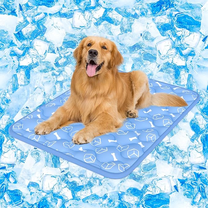 Ultimate Comfort for Your Pet: Premium Ocean Blue Cooling Mat with Color-Changing Technology (24" x 18") - Durable, Waterproof & Perfect for Hot Days