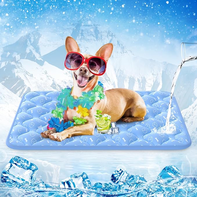 Ultimate Comfort for Your Pet: Premium Ocean Blue Cooling Mat with Color-Changing Technology (24" x 18") - Durable, Waterproof & Perfect for Hot Days