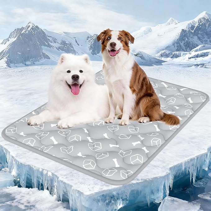 Ultimate Comfort for Your Pet: Premium Ocean Blue Cooling Mat with Color-Changing Technology (24" x 18") - Durable, Waterproof & Perfect for Hot Days