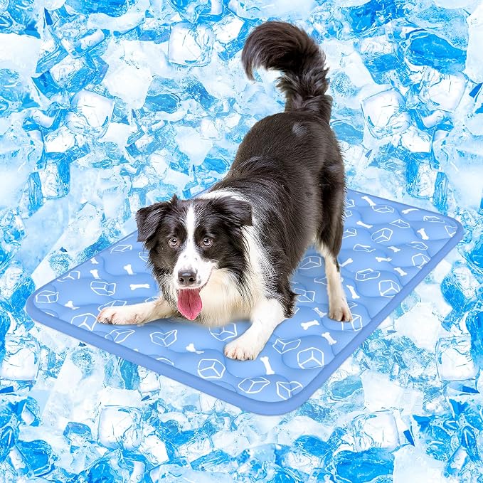 Ultimate Comfort for Your Pet: Premium Ocean Blue Cooling Mat with Color-Changing Technology (24" x 18") - Durable, Waterproof & Perfect for Hot Days