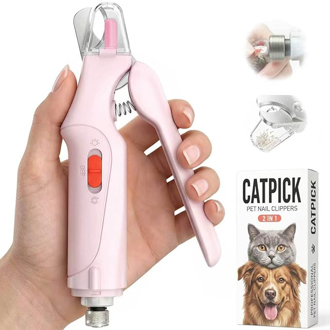 Ultimate 2-In-1 Cat & Dog Nail Clippers with LED Light - Safe, Quiet, and USB Rechargeable Trimmers for All Pet Sizes