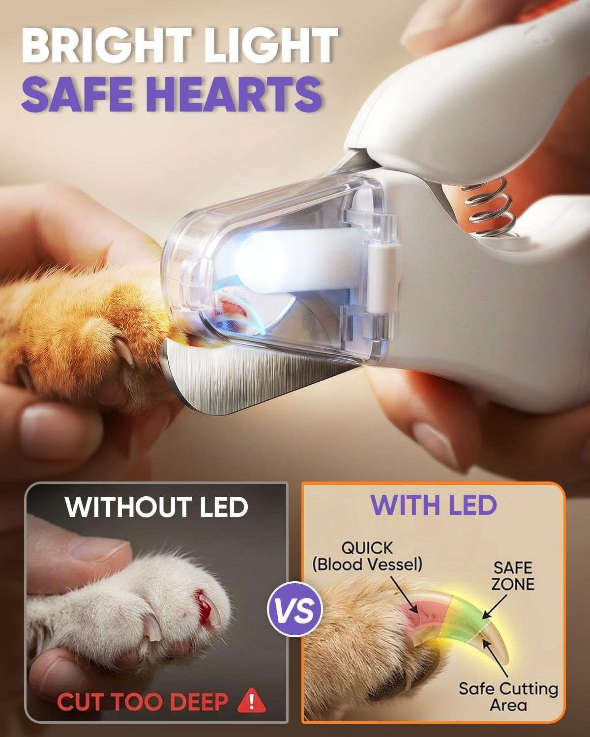 Ultimate 2-In-1 Cat & Dog Nail Clippers with LED Light - Safe, Quiet, and USB Rechargeable Trimmers for All Pet Sizes