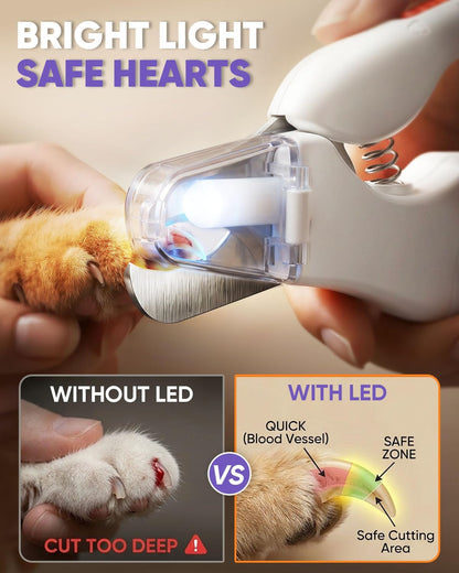 Ultimate 2-In-1 Cat & Dog Nail Clippers with LED Light - Safe, Quiet, and USB Rechargeable Trimmers for All Pet Sizes