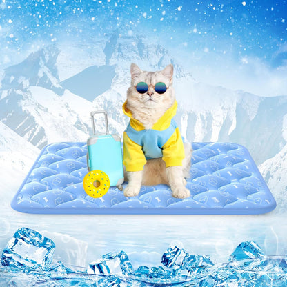 Ultimate Comfort for Your Pet: Premium Ocean Blue Cooling Mat with Color-Changing Technology (24" x 18") - Durable, Waterproof & Perfect for Hot Days