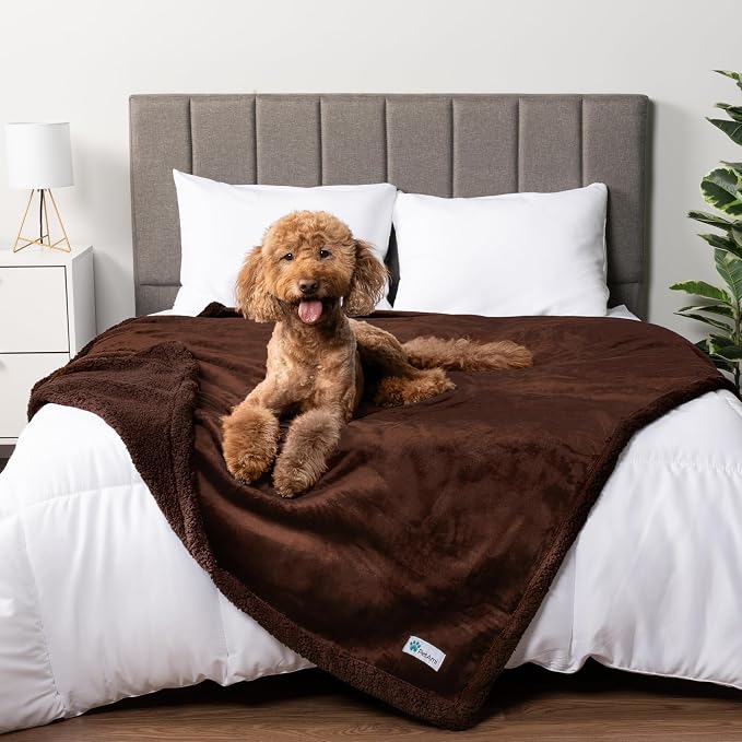Manta Reversible Impermeable Definitiva para Perros - Manta de Sherpa de Lujo para Mascotas para Sofá y Cama, Suave y Lavable, Ideal para Perros Grandes y Gatos, Gris 90x90