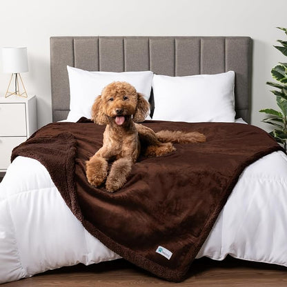 Manta Reversible Impermeable Definitiva para Perros - Manta de Sherpa de Lujo para Mascotas para Sofá y Cama, Suave y Lavable, Ideal para Perros Grandes y Gatos, Gris 90x90