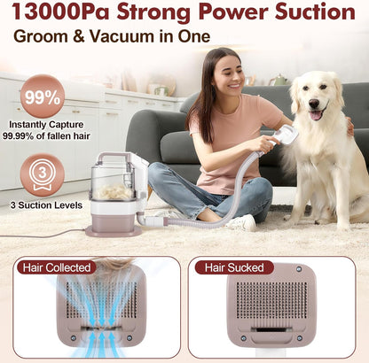 Ultimate Dog Grooming Kit: 3.2L Pet Grooming Vacuum with 12,000Pa Suction Power & 5 Essential Tools for Effortless Grooming