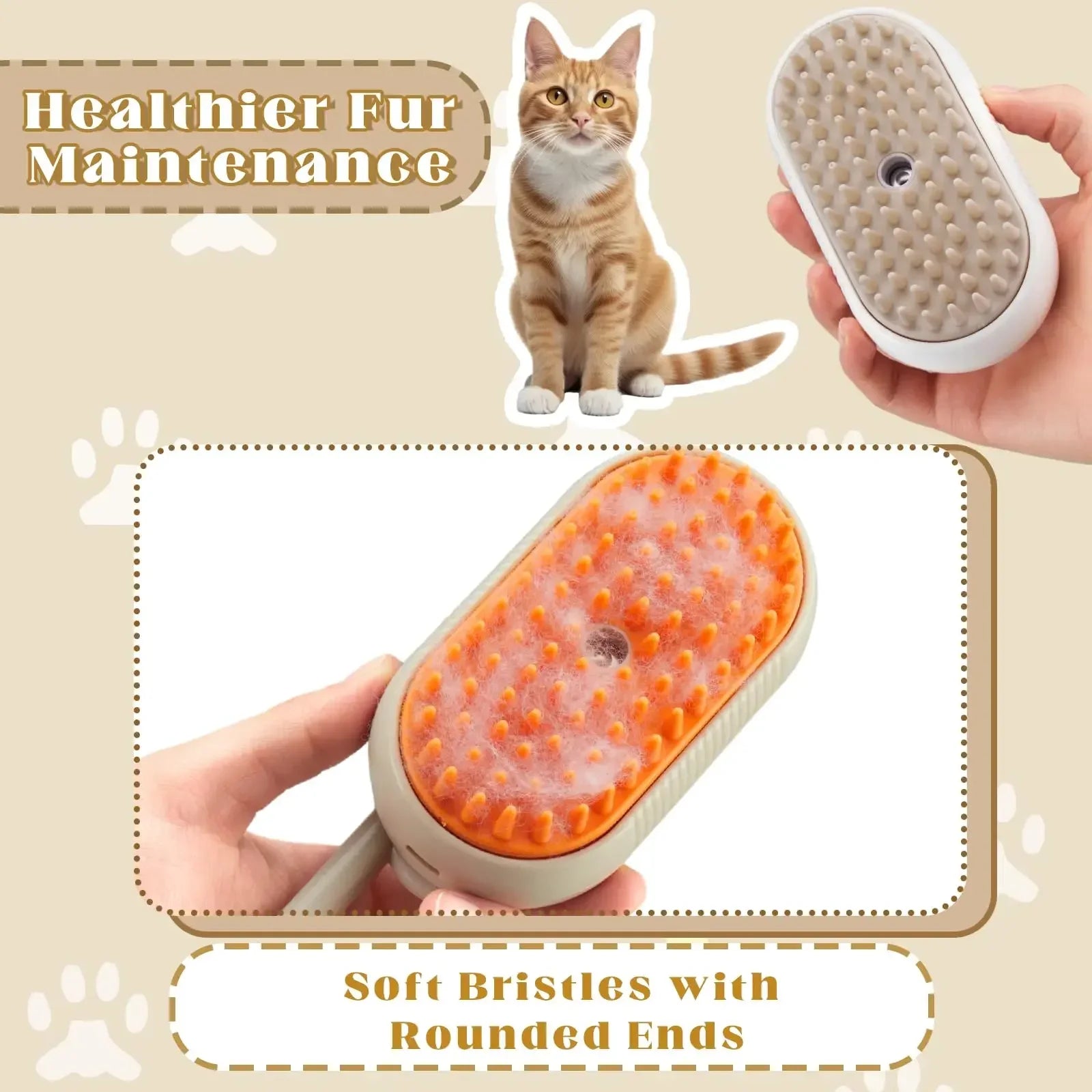 Revolutionary 3-in-1 Cat and Dog Grooming Brush with Steam Spray – Effortlessly Remove Hair and Pamper Your Pet!