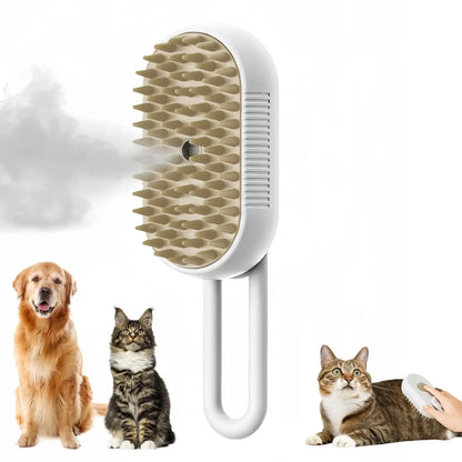 Revolutionary 3-in-1 Cat and Dog Grooming Brush with Steam Spray – Effortlessly Remove Hair and Pamper Your Pet!