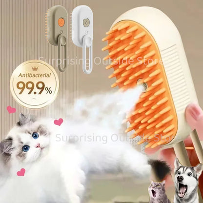 Revolutionary 3-in-1 Cat and Dog Grooming Brush with Steam Spray – Effortlessly Remove Hair and Pamper Your Pet!