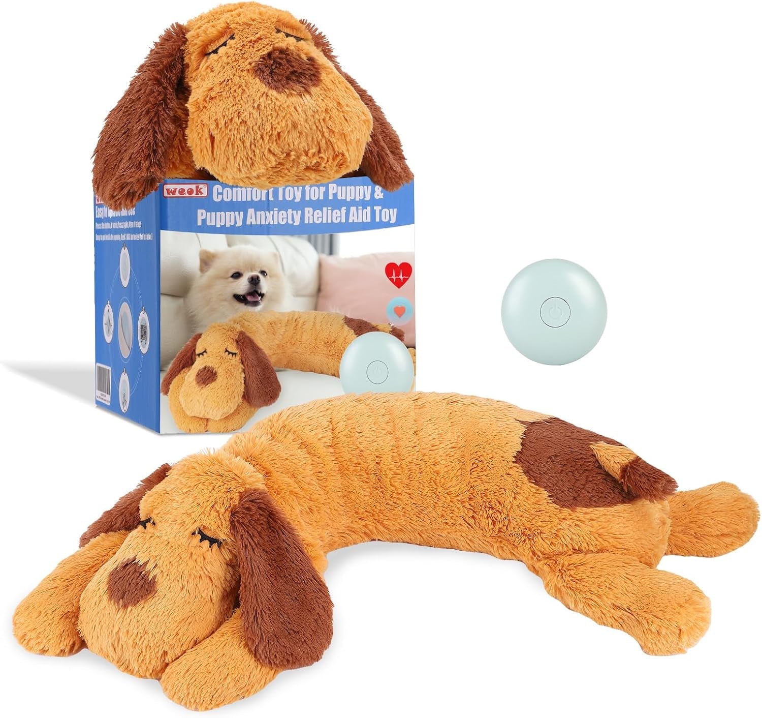 Heartbeat Puppy Toy, Comfort Cuddler Pillow, Dog Anxiety Relief Calming Aid,Heartbeat Stuffed Toy for Dogs,Puppy Heartbeat Toy Sleep Aid,Dog Heartbeat Toy for Pet