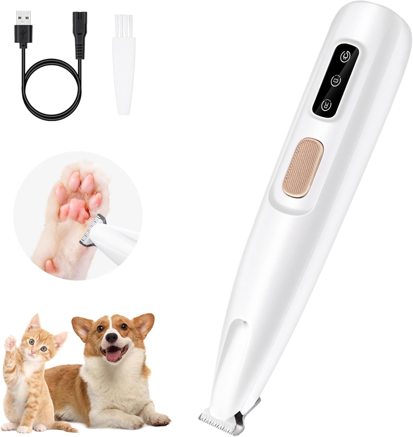 Pet Micro Precision Trimmer, Multifunctional Pet Hair Trimmer Waterproof Rechargeable Shaver with LED Light for Paws Eyes Ears Face Buttocks for Small Dogs and Cats，50Db Quiet Shave.