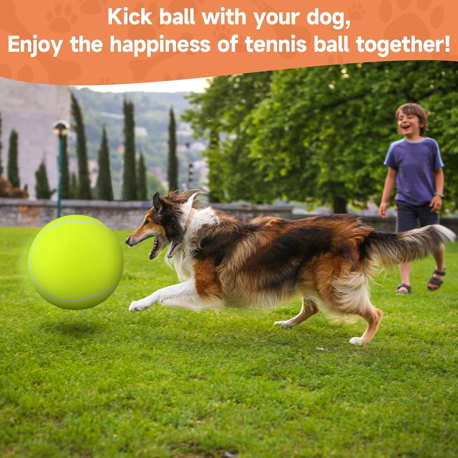 Giant Large Tennis Ball for Dogs: 9.5" Premium Balls for Dog for Outdoor Play Chasing, Big Tennis Ball Dogs Toy, Tennis Ball for Small Medium Large Dogs, Pet Ball Birthday, Yellow
