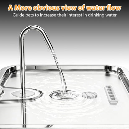 Dog Water Fountion for Large Dogs,15L/4 Gal Stainless Steel Automatic Pet Water Dispenser,Ultra Quiet Dog Fountain Water Bowl with Water Level Window & LED Light, Include 1Set Filter